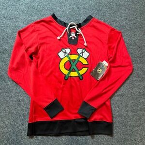 NHL Chicago Blackhawks Hockey Jersey Kids M Youth Red/Black Lace Up Team Apparel